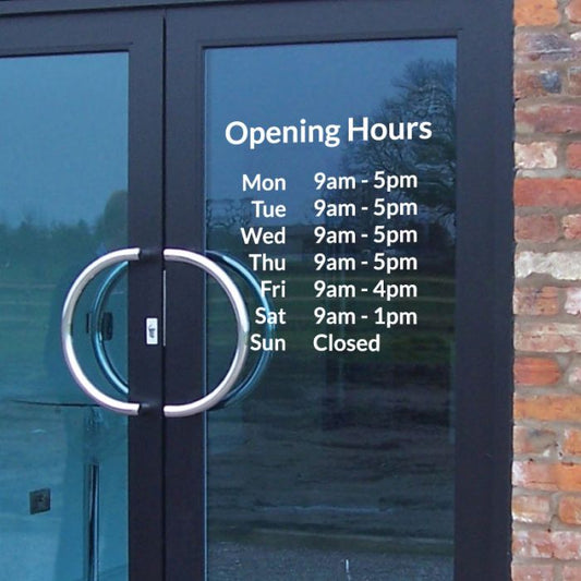 Store Hours Window Decal | Simple Hours of Operation | Storefront Decal | Business Hours | Restaurant Hours | We Customize with Your Hours